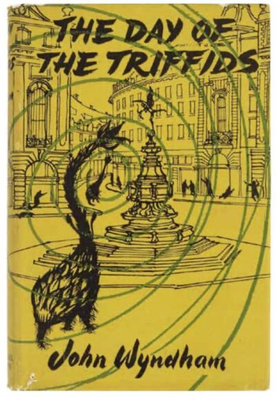 Fig. 1: The dust-jacket front cover of the first edition of The Day of the Triffids, designed by Patrick Gierth.